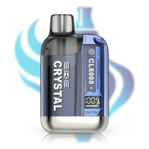 SKE Crystal CL6000 Prefilled Pod Kit in dark blue/purple, rechargeable 6000 puff disposable alternative, 800mAh battery, TPD compliant, featuring a clear e-liquid tank.