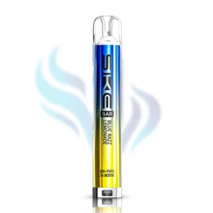 SKE Bar Blue Razz Lemonade disposable vape in blue and yellow, 600 puffs, 2% (20mg) nicotine salt, a top UK disposable vape flavour.