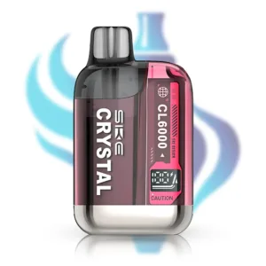 SKE Crystal CL6000 Prefilled Pod Kit in pink, rechargeable 6000 puff capacity vape, TPD compliant, featuring a refreshing Pink Lemonade flavour.