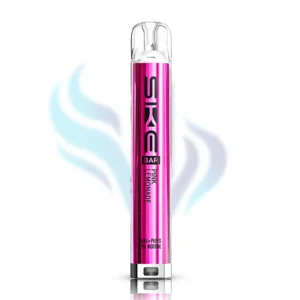 SKE Bar Pink Lemonade flavour disposable vape in a vibrant hot pink colour, 600 puffs, 2% (20mg) nicotine, sweet berry and lemonade flavour.