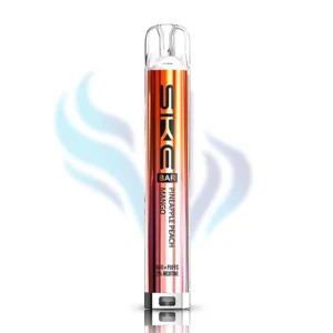 SKE Bar Pineapple Peach Mango flavour disposable vape in orange and red, 600 puffs, 2% (20mg) nicotine, sweet tropical fruit blend.